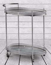 Load image into Gallery viewer, Two Tier Silver Antique Drinks Trolley With Mirrored Shelves