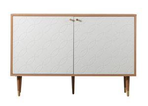 White Ripple Oak Veneer Sideboard Drinks Cabinet