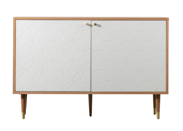 White Ripple Oak Veneer Sideboard Drinks Cabinet