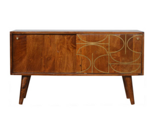 Chestnut Gold Inlay Abstract Sideboard