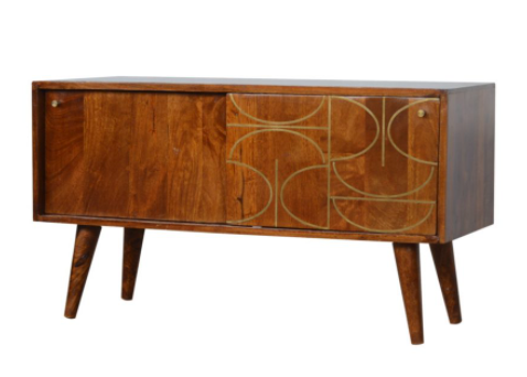 Chestnut Gold Inlay Abstract Sideboard