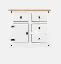 Load image into Gallery viewer, Corona 1 Door 4 Drawer Sideboard White/Distressed Waxed Pine