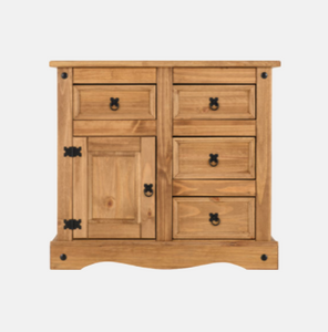 Corona 1 Door 4 Drawer Sideboard Distressed Waxed Pine