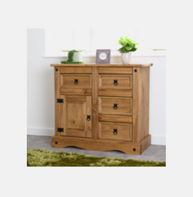 Load image into Gallery viewer, Corona 1 Door 4 Drawer Sideboard Distressed Waxed Pine