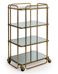 4 Tier Antique Gold/Bronze Leaf Metal Bar Trolley