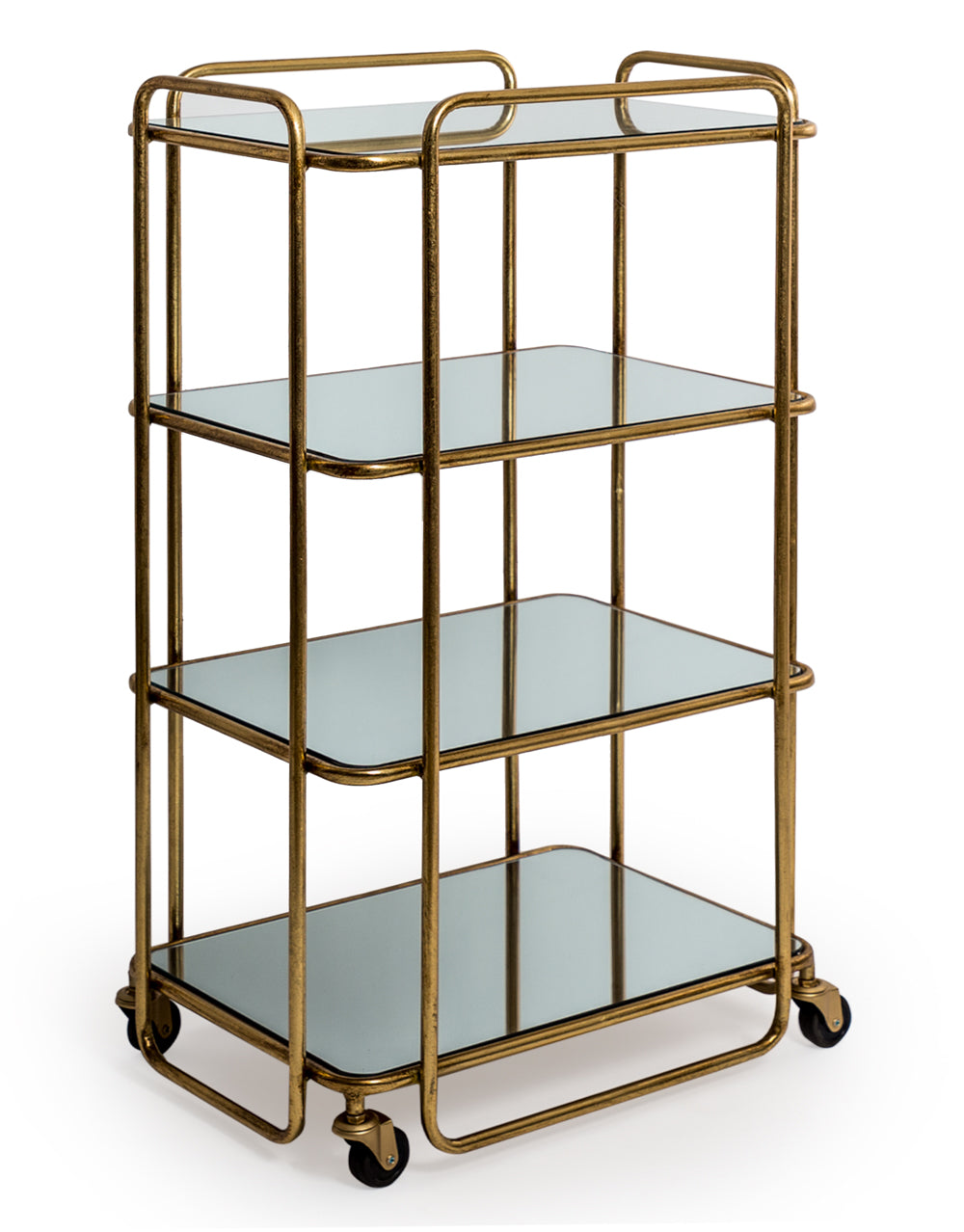 4 Tier Antique Gold/Bronze Leaf Metal Bar Trolley