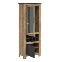 Load image into Gallery viewer, Rapallo 2 Door Display Cabinet with Wine Rack in Chestnut and Matera Grey