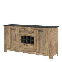 Load image into Gallery viewer, Rapallo 2 Door 2 Drawer Sideboard With Wine Rack in Chestnut and Matera Grey