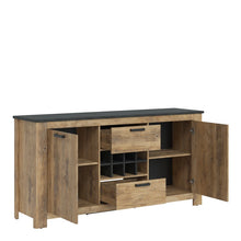 Load image into Gallery viewer, Rapallo 2 Door 2 Drawer Sideboard With Wine Rack in Chestnut and Matera Grey
