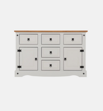 Load image into Gallery viewer, Corona 2 Door 5 Drawer Sideboard Grey/Distressed Waxed Pine