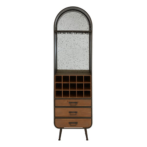 Dark Wood Industrial Bar Cabinet