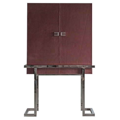 Vernio Cocktail Cabinet Leather Home Bar