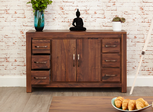 Mayan Walnut Large Six Drawer Sideboard