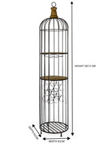 Load image into Gallery viewer, Black Metal Birdcage Style Wooden Industrial Drinks Cabinet With Wine Rack