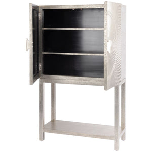 Coco Silver Embossed Metal 2 Door Bar Cabinet