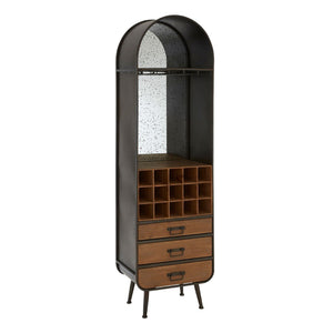 Drinks Cabinets - Dark Wood Industrial Bar Cabinet