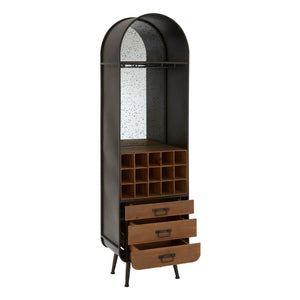 Drinks Cabinets - Dark Wood Industrial Bar Cabinet