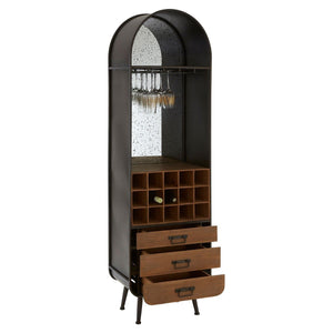 Drinks Cabinets - Dark Wood Industrial Bar Cabinet