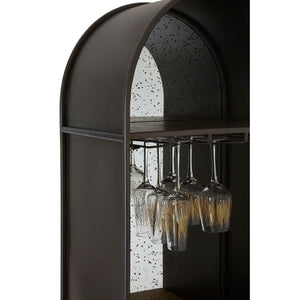 Drinks Cabinets - Dark Wood Industrial Bar Cabinet