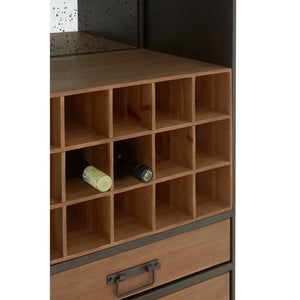 Drinks Cabinets - Dark Wood Industrial Bar Cabinet