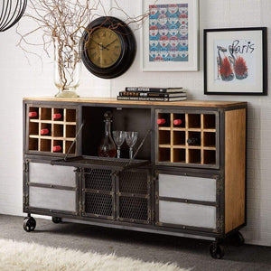 Drinks Cabinets - Evoke Industrial Drinks Cabinet Wooden Metal Bar Unit