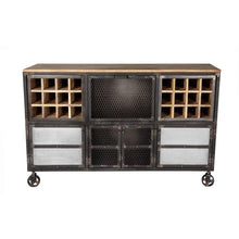 Load image into Gallery viewer, Drinks Cabinets - Evoke Industrial Drinks Cabinet Wooden Metal Bar Unit