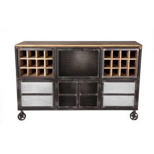 Drinks Cabinets - Evoke Industrial Drinks Cabinet Wooden Metal Bar Unit