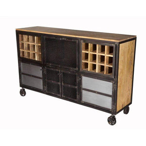 Drinks Cabinets - Evoke Industrial Drinks Cabinet Wooden Metal Bar Unit