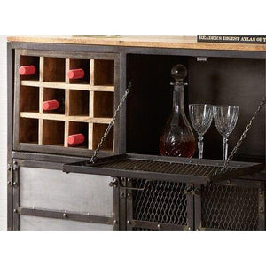 Drinks Cabinets - Evoke Industrial Drinks Cabinet Wooden Metal Bar Unit