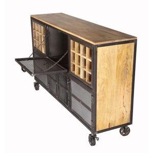 Drinks Cabinets - Evoke Industrial Drinks Cabinet Wooden Metal Bar Unit