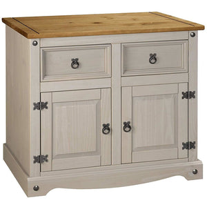 Drinks Cabinets - Grey Corona Two Drawer Two Cupboard Drinks Cabinet (Sideboard)