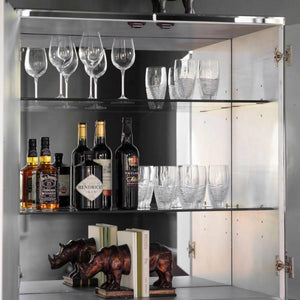 Pippard Cocktail Cabinet Black Mirror Drinks Cabinet - 5055999255899
