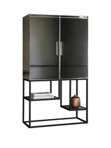 Pippard Cocktail Cabinet Black Mirror Drinks Cabinet - 5055999255899