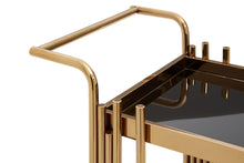Load image into Gallery viewer, Drinks Trolleys - 2 Tier Rose Gold Cylindrical Bar Drinks Trolley