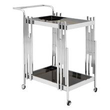 Load image into Gallery viewer, Drinks Trolleys - 2 Tier Silver Cylindrical Bar Drinks Trolley