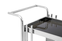 Load image into Gallery viewer, Drinks Trolleys - 2 Tier Silver Cylindrical Bar Drinks Trolley