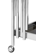 Load image into Gallery viewer, Drinks Trolleys - 2 Tier Silver Cylindrical Bar Drinks Trolley