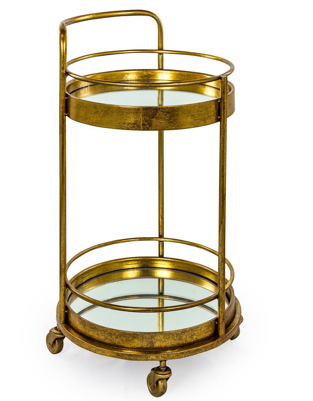 Antique Gold Two-Tier Drinks Trolley Retro Serving Cart