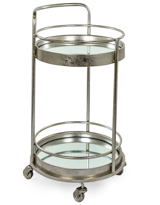 Antique Silver Two-Tier Drinks Trolley Retro Serving Cart