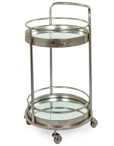 Antique Silver Two-Tier Drinks Trolley Retro Serving Cart