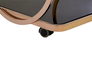 Drinks Trolleys - Rose Gold Circles Drinks Trolley With Black Shelves