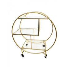 Load image into Gallery viewer, Drinks Trolleys - Round Art Deco 3-Tier Drinks Trolley Gold