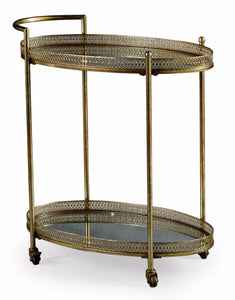 Two Tier Gold Antique Drinks Trolley With Mirrored Shelves