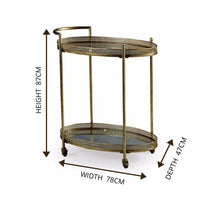 Load image into Gallery viewer, Drinks Trolleys - Two Tier Gold Antique Drinks Trolley With Mirrored Shelves