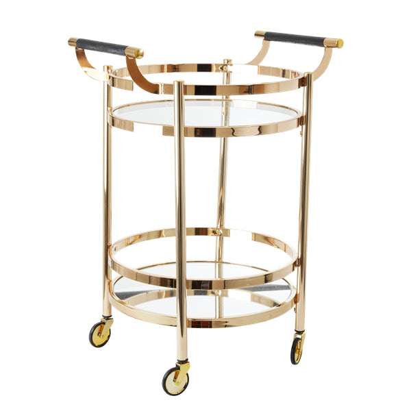 Drinks Trolleys - Two-Tier Rose Gold Drinks Trolley Cocktail Cart