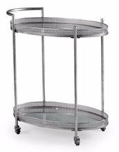 Load image into Gallery viewer, Drinks Trolleys - Two Tier Silver Antique Drinks Trolley With Mirrored Shelves