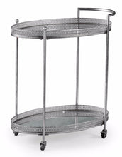 Load image into Gallery viewer, Drinks Trolleys - Two Tier Silver Antique Drinks Trolley With Mirrored Shelves